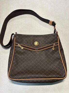 RIONI Brown Monogrammed Canvas Messenger Bag ST-20250